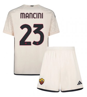 AS Roma Gianluca Mancini #23 Replika Babytøj Udebanesæt Børn 2023-24 Kortærmet (+ Korte bukser)
